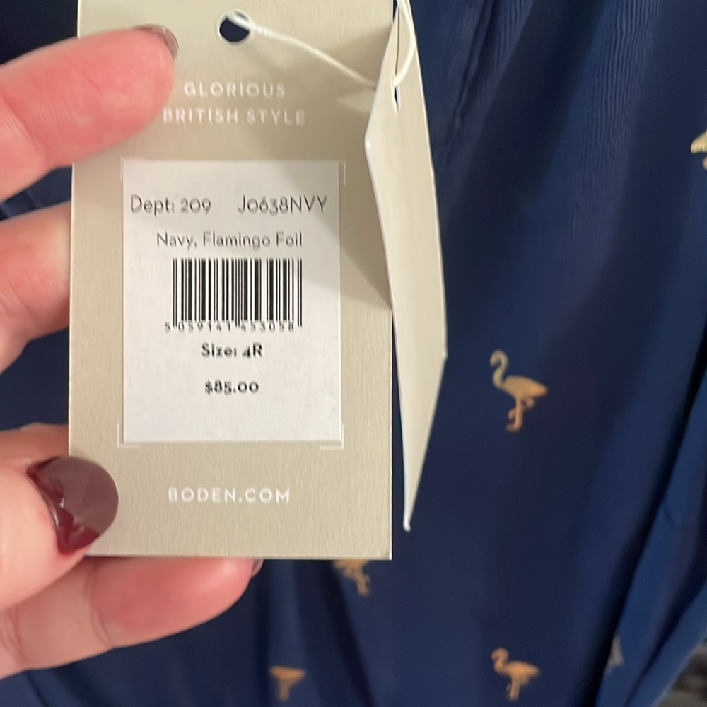 Boden Vanessa Jersey Flamingo Dress in Navy Blue - Picture 5 of 7